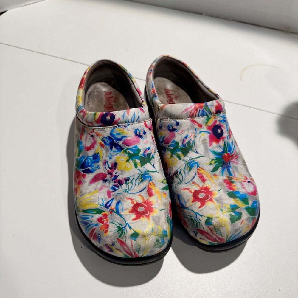 ALEGRIA Kayla Floral Multicolor Proffesional Clogs Shoes Women's Size 40/9.5
